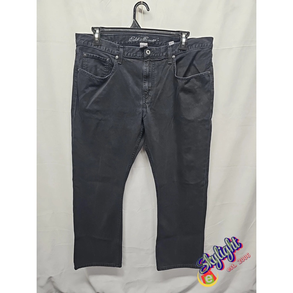 Eddie Bauer Men's Black Flex Straight Fit 100% Cotton Denim Jeans Sz 38x 30